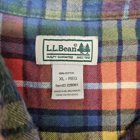L.L. Bean Mens Colorful Plaid Flannel Shirt Button Down Size XL - Picture 5 of 7
